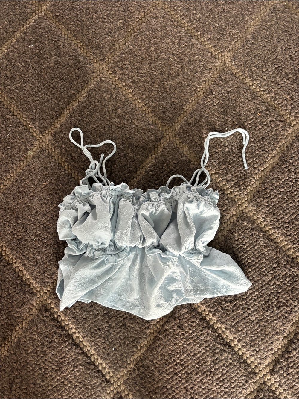 Light Blue Ruffled Cropped Top